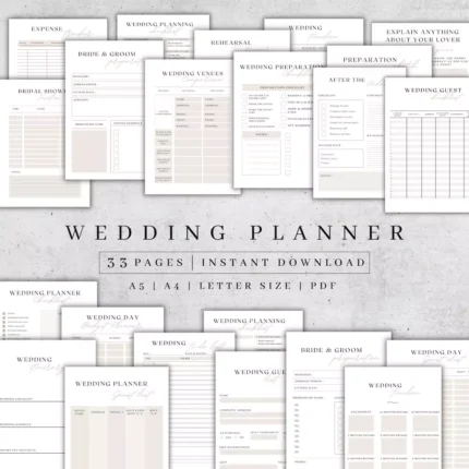 Wedding Planner Printable | Printable Wedding Planner Pages | Wedding Plan Bundle | Wedding Planning Book | Wedding Planner PDF, A4,A5