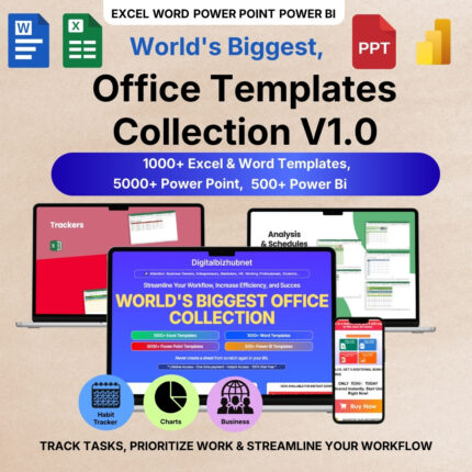 Biggest Office Template Collection -1000+ Excel Templates 1000+ Word Templates 5000+ Power Point Templates 500+ Power Bi Templates